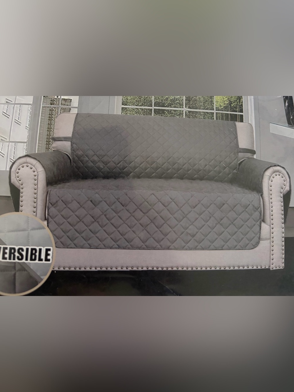 Easly -Going Reversible Loveseat Sofa Cover in Gray